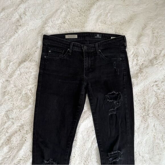 AG Adriano Goldschmied the legging super skinny ankle jeans black w distressing - Picture 1 of 7